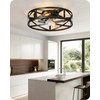 20" Farmhouse Flush Mount Ceiling Fan with Lights and Remote,