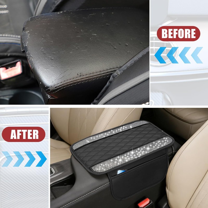 Bling Car Center Console Cover, Crystal Diamond Vehicle Arm Rest