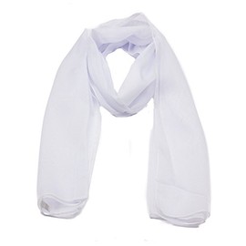 mytoptrendz® - Classy Elegant Plain Chiffon Scarf for Women Soft Silk Feel Lightweight Sheer Neck Wrap Ladies Shawl Scarves For Wedding and Evening Dress (White)