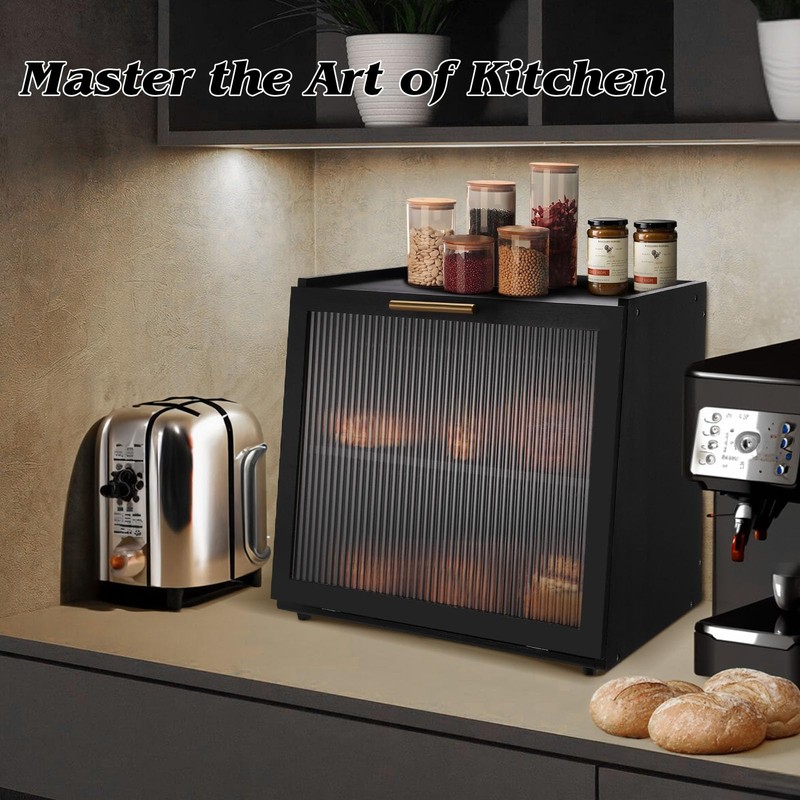 Joyvilla Double Layer Bamboo Bread Box for Kitchen Countertop, Bread