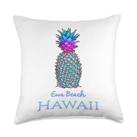 Ewa Beach Hawaii Aloha Beach Fruit EWA Beach Hawaii Summer Vacation Pineapple Throw Pillow, 18x18, Multicolor