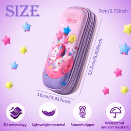 JYJLLM 3D-Federmäppchen für Mädchen und Jungen, niedliches Cartoon-Federmäppchen, Doppelfach, das beste Geschenk für Kinder, rose, Modern