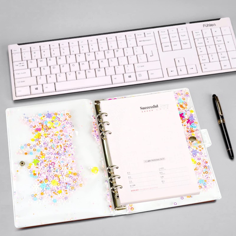 Chris.W A5 6-Ring Binder Planner Cover PVC Notebook Cover Glitter