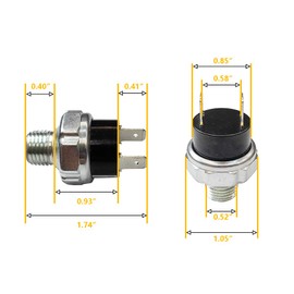 Pair of Air Pressure Switch 110-130 PSI Tank Mount Type Thread 1/4" NPT 12V 24V DC Air Compressor Pressure Switch for Air Train Horn 110-130 1/4 inch