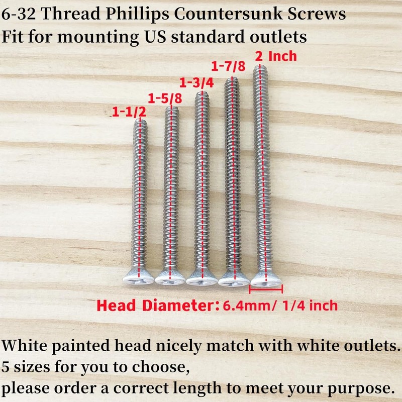 Adiyer Extra Long Outlet Screws 40pcs 6-32 x 1-1/2 Inch