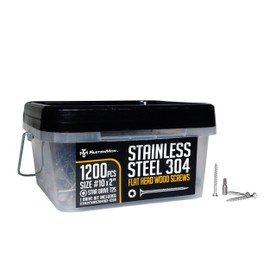 FM FastenMon #10 x 2 (1200 PCS) Stainless Steel Deck Screws - 304 Grade with T25 Star Drive Bit - Ideal for Outdoor Wood Projects, Fences, Garden Bench, Picnic Table, and Decks - Bulk Box