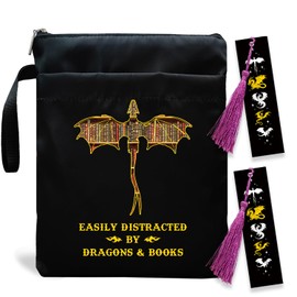 Romantasy Dark Academia Dragons Book Sleeve, Fantasy Novel Reader Gift, Bookish Gifts, Book Inspired Gift, Paperback Book Protector Book Cover Dragons Lovers Book Gifts (Dragons Book-Black)