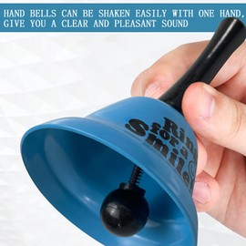 Blue Metal Hand Bell - 5.3 Inch Loud Classroom Bell for Schools, Offices, Hotels