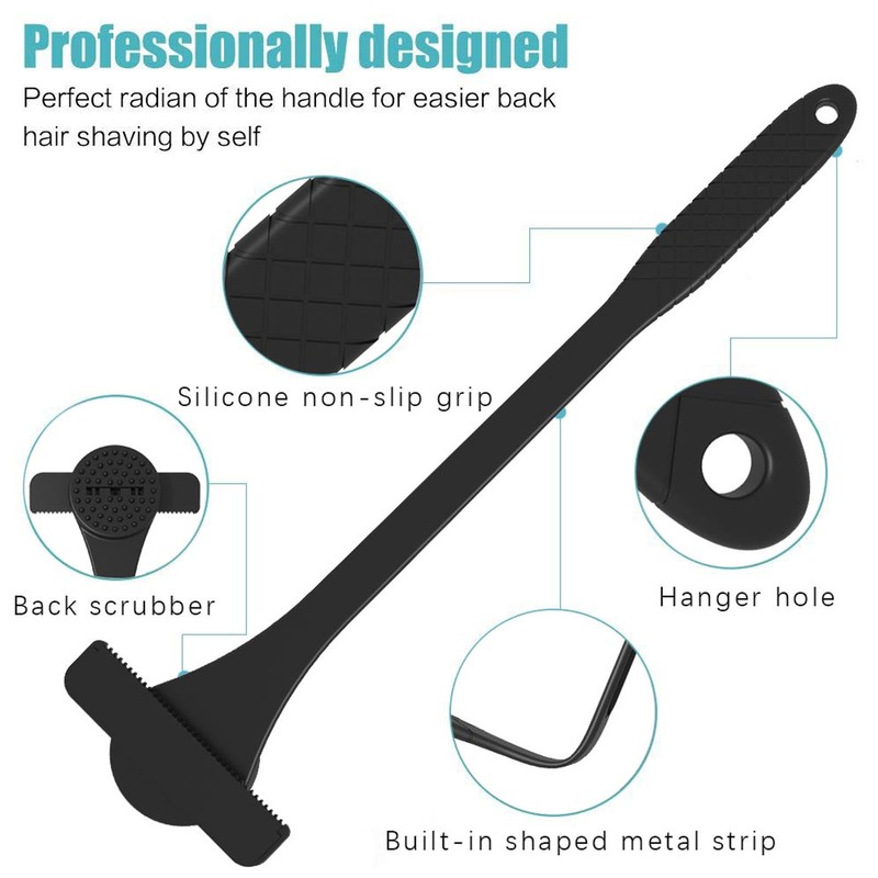 2 in 1 Back Hair Trimmer Scratcher Scrubber Adjustable Angle