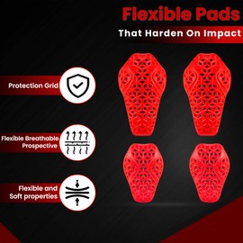 Motostylewear - 4 PC CE Level 2 Certified Armor Pads | Shoulder & Elbow Protector Inserts for Motorcycle Jackets