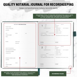 molekaus Notary Journal Log Book Notary Log Book Notary Public Journal for Notarial Acts with 236 Notarial Record Entries 120gsm Numbered Pages 7"X10" (Dark Green)