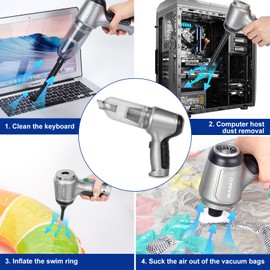 WADEO Handheld Vacuum Cordless, Car Vacuum Portable Cordless 18000Pa, Hand Held Vacuum, Mini Vacuum with Blower, Car Vacuum with Brushless Motor and TypeC, Portable Vacuum for Car