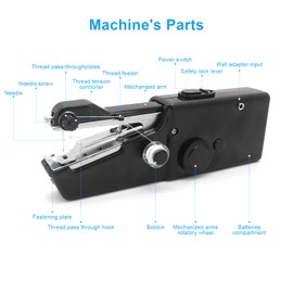 Handheld Sewing Machine, Bemodst Portable Mini Sewing Machine, Beginner Cordless Sewing Electric Sewing Tool with USB Port and Sewing Accessories for Quick Fixes on Clothing,Curtains,Leather etc,BLack