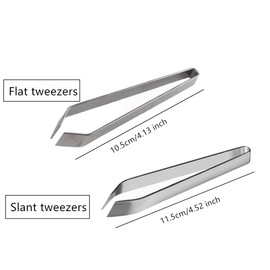 Stainless Steel Fish Bone Tweezers Flat and Slant Pliers Set, Kitchen Cooking Tweezers Meat Hair Remover Tool for Home and Restaurant (4 Pack)