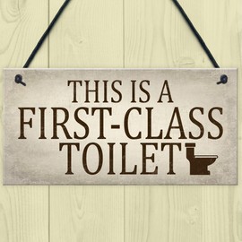 RED OCEAN First Class Toilet Shabby Chic Hanging Wall Plaque Bathroom Loo Door Sign Home Decor