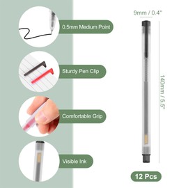 M&G Gel Pen Medium Point 0.5mm, 12 Pack Quick Dry Smooth Black Gel Ink Rollerball Pen for Home Office Writing Note Taking Journaling Business, Style 4