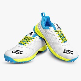 Whitedot Cricket Shoes - Rubber Studs, 8, Lime Yellow/White, 6 Women/6 Men