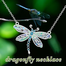 PELOVNY Dragonfly Necklace 925 Sterling Silver Abalone Pendant Turquoise Jewelry for Mothers Day Birthday Christmas Gifts Women