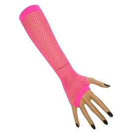 krautwear Ladies’ and Girls' Neon Pink 80s Clothing: Sweatbands, Headband, Wristbands, Leg Warmers, Gloves, Fishnet Gloves Pink, Pink
