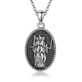 YAFEINI Sterling Silver Santa Muerte/St Peregrine/Hecate/Goddess/Virgin Mary/St Christopher/St Michael/St Jude Necklace Religious Mother's Day Jewelry for Women Mom Men Unisex, Sterling Silver, No