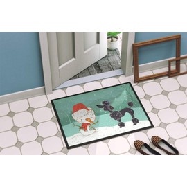 Caroline's Treasures CK2064MAT Black Poodle Snowman Christmas Door Mat, Indoor Rug or Outdoor Welcome Mat 18x27 Doormat, 18H X 27W, Multicolor