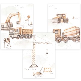 WANDKIND Children's Room Poster Set P807 / Construction Site Digger Baby Room Wall Picture, Children's Poster (Without Picture Frame, DIN A4 - 14.8 x 21.0 cm)
