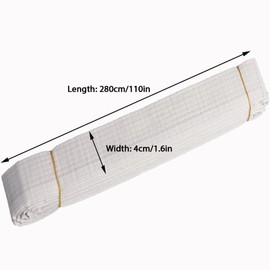 Taekwondo Belt, White Belt Taekwondo Solid Rank,Karate Judo Belts with 8 Rows of Stitching,Universal Brazilian Jiu Jitsu Belts for Adult,Durable Aikido Arts Belt for Competition Training (280cm)
