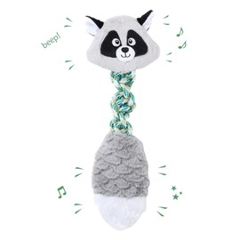 Petinstinct Large Squeaky Dog Toys for Aggressive Chewers, Soft Plush Indestructible Rope Dog Chew Toys for Small Medium Large Dogs, Tug of War Dog Toys to Keep Them Busy, 18 Inches, Raccoon