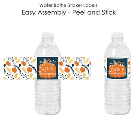 Big Dot of Happiness Happy Thanksgiving - Fall Harvest Party Water Bottle Sticker Labels - Set of 20