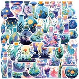 Yoksas Fantasy Magic Potion Bottle Plants Stickers - 50Pcs Waterproof Vinyl Aesthetic Stickers for Water Bottle,Laptop,Scrapbooks,Journals