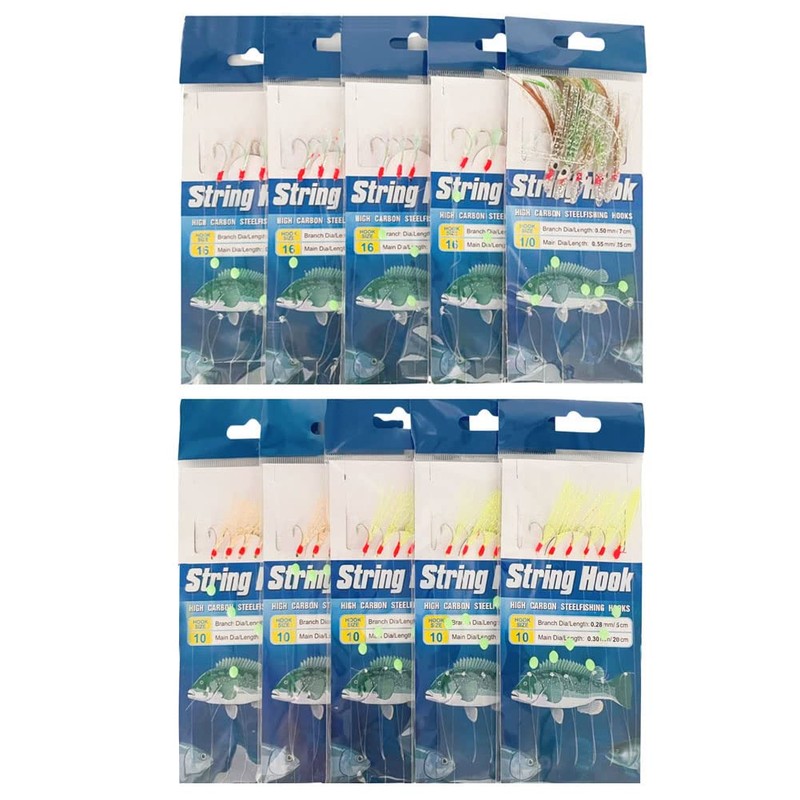 FedMois Assorted 10 Packs Sabiki Bait Rigs Fish Skin feather