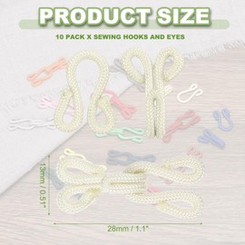 YELARXI Sewing Hooks and Eyes, 23mm Covered Hook Eye Sewing Closure Fasteners Sew on Snaps Fit for Bra Clothing Replacement Trousers Skirt Clothing DIY Craft (10 Pack, Burgundy)