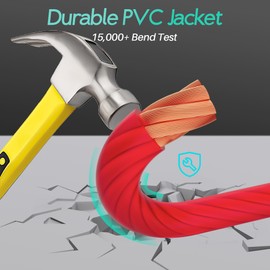 0 Gauge Wire 50FT, Copper Clad Aluminum, Primary Automotive Wire, 1/0 Car Amplifier Power & Ground Wire, Car Audio Speaker, RV Trailer, Amp, Red Translucent Jacket, CCA, with 10 Heat Shrink Tubing
