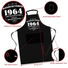 Bang Tidy Clothing 60th Birthday Presents for Women Ladies Gifts Her Funny Apron 100% Cotton 2 Pockets - Manufactured 1964 - Black