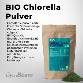 GymBeam GymBeam Chlorella-Pulver C Bio-Chlorella-Pulver aus Chlorella Vulgaris, reich an Vitaminen B2, B3, B12, D & Eisen, untersttzt Entgiftung, Immunsystem & Bildung roter Blutk?rperchen, 250 g