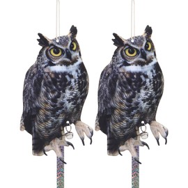 Kungfu Mall Bird Scarers for Garden, 2PCS Fake Owls to Keep Birds Away Bird Reflective Devices Double Sided Bird Reflectors to Keep Birds Away from Garden Patio Windows