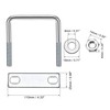 sourcing map Square U-Bolts 3-1/4"(82mm) Inner Width Carbon Steel M8