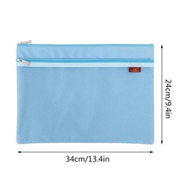 1 x A4 Document Bag Zip Bag Nylon Mesh Bag Waterproof Double Zip Envelope Folder Case Document Bag for Student Office Supplies Travel Bag, Green
