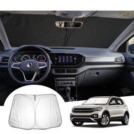 GAFAT Compatible with VW T-Cross/R-Line/SE 2018-2024 2025 Sun Protection Front Windscreen Inside, Windscreen Parasol Sun Visor, Cooling, UV Protection, T Cross Accessories