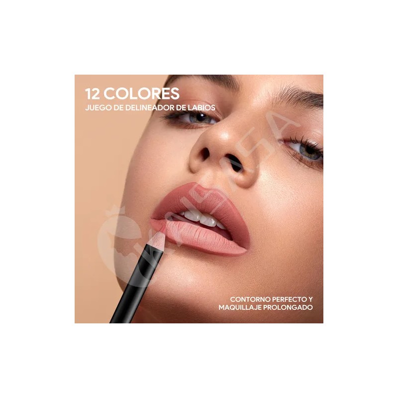 Kaisasa Lapiz Delineador Labios Impermeable Kit 12pcs