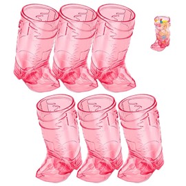 Molygar 6Pcs Mini Cute Cowboy Boot Shot Glasses, 1oz Plastic Shot Glasses for Party, Western Theme Party Decor
