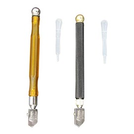 2Piece Glass Cutter 3mm-12mm, Self-Oiling Tungsten Carbide Glass Cutter, Professional Glass and Mirror Scoring Tool, Mosaic/Tiles/Mirror Glass Cutting Tool 2-Pack(Carbon Fiber + Metal)