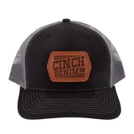 Cinch Denim Black Leather Patch Cap