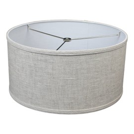 FenchelShades.com 14" Top Diameter x 14" Bottom Diameter 7" Height Cylinder Drum Lampshade USA Made (Designer Linen Oatmeal)
