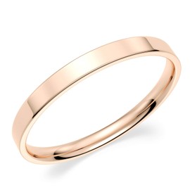 14k Rose Gold 2mm Light Comfort Fit Flat Wedding Band - Size 5.5