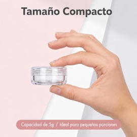 Tarros de Viaje Plástico Transparentes 100pcs Envases Mini Frascos y Recipientes con Tapa para Viaje, 5g