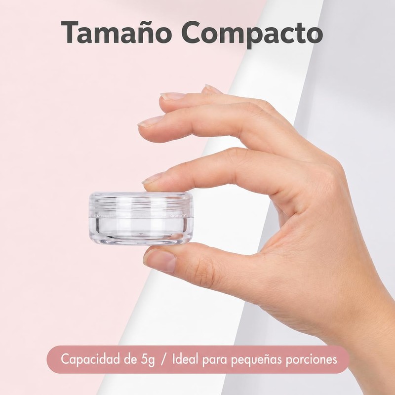 Tarros de Viaje Plástico Transparentes 100pcs Envases Mini Frascos y
