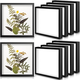 Geetery 10 Pieces Shadow Box Frame 10 x 10 Inch Wood Frame Memory Display Case,1.18 Inch Depth Shadow Boxes with Soft Linen Back for Flowers, Pins, Tickets, Wall, Awards, Shell Decor, Black