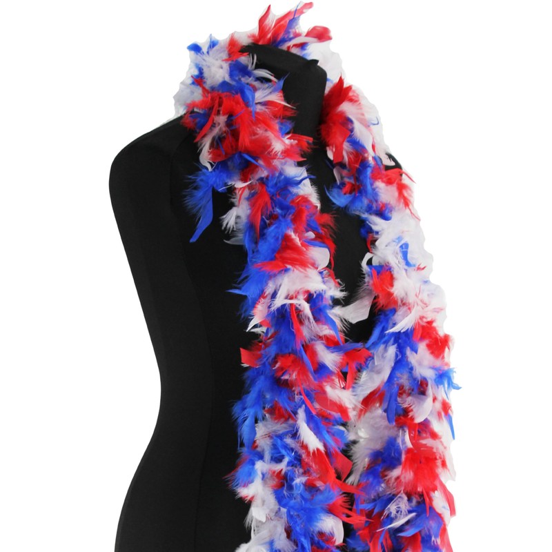 Red, White & Blue Feather Boa 80g Deluxe Turkey Feather