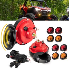 Universal UTV/ATV Turn Signal Kit & 2PCS Horns with Plug & Play Wiring Harness Street-Legal Kit Compatible with Polaris Fit Can Am Fit Yamaha Fit Kawasaki Fit Honda Fit CFMoto Fit EZGO Golf Carts